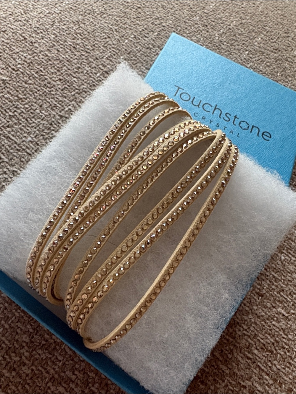 Touchstone Crystal-Embellished Triple Wrap Leather Bracelet - Golden - Picture 2 of 8